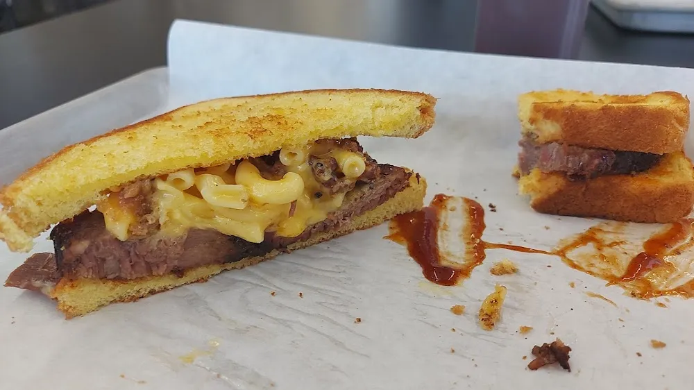 Brisket Bacon Mac Sandwich