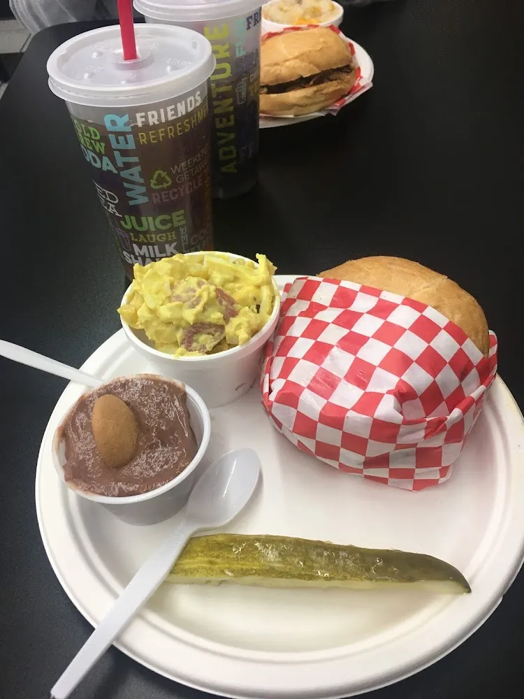 Pork Sandwich Potato Salad Pickle Pudding